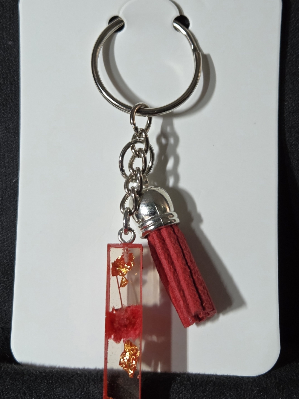 Red Tassel & Resin Flower "I" Keychain - Women Accessories Key & Card Holder